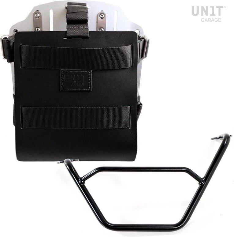 UNIT GARAGE ユニットガレージ Unit Garage Carrying system in aluminum with adjustable leather front, Quick Release System and frame, Black/Silver | U085+U000+1901SX-Black-Silver バッグ・ボックス取り付けステー 車体用バッグ・ケース