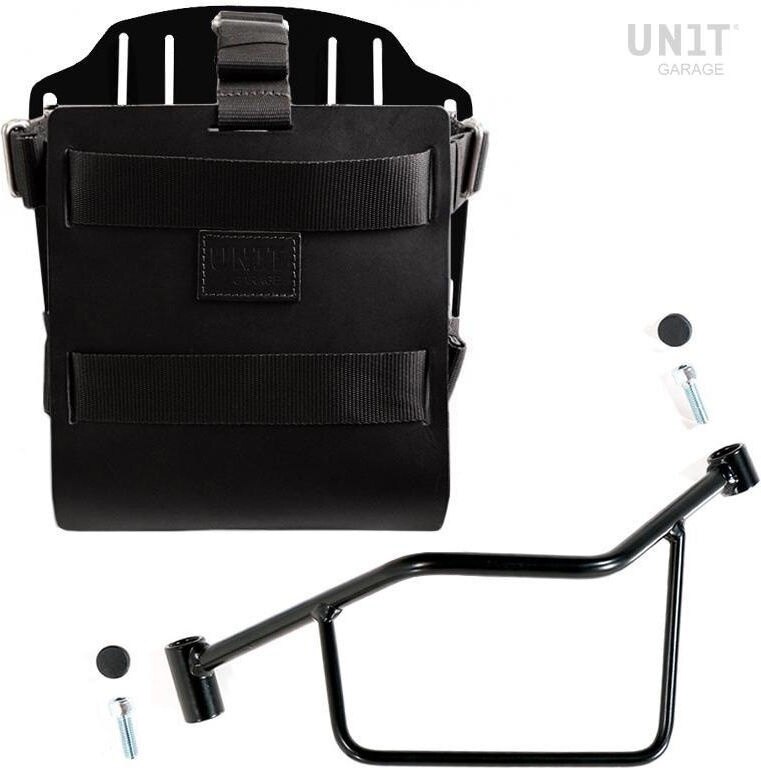 UNIT GARAGE ユニットガレージ Unit Garage Carrying system in aluminum with adjustable leather front， Quick Release System and frame， Black/Black | U085+U000+2101SX-Black-Black バッグ・ボックス取り付けステー 車体用バッグ・ケース