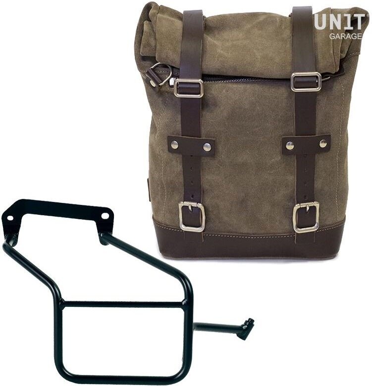 UNIT GARAGE ユニットガレージ Unit Garage Waxed Suede Side Pannier + Right Subframe Aprilia Tuareg 660, MossGrey | U002+3600DX-MossGrey サイドバッグ 車体用バッグ・ケース|ウェビック 店