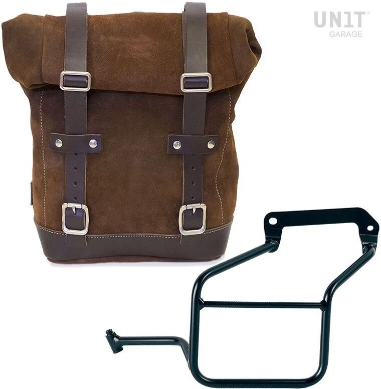 UNIT GARAGE ユニットガレージ Unit Garage Waxed Suede Side Pannier + Left Subframe Aprilia Tuareg 660, ColoradoBrown | U002+3600SX-ColoradoBrown サイドバッグ 車体用バッグ・ケース|ウェビック 店