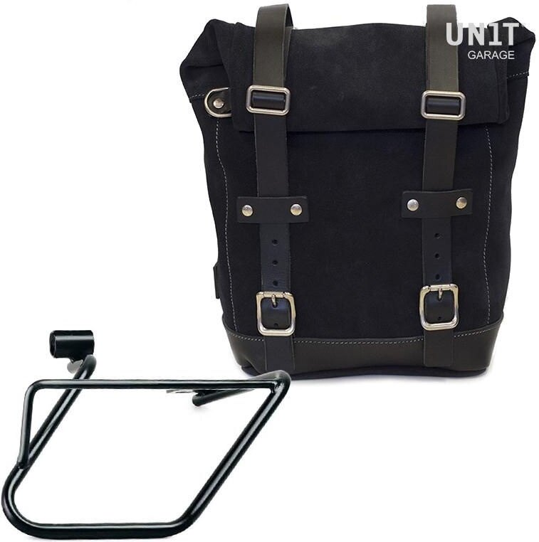 UNIT GARAGE ユニットガレージ Unit Garage Waxed Suede Side Pannier + Right Subframe BMW CE 04， JetBlack | U002+3700DX-JetBlack サイドバッグ 車体用バッグ・ケース｜ウェビック　店