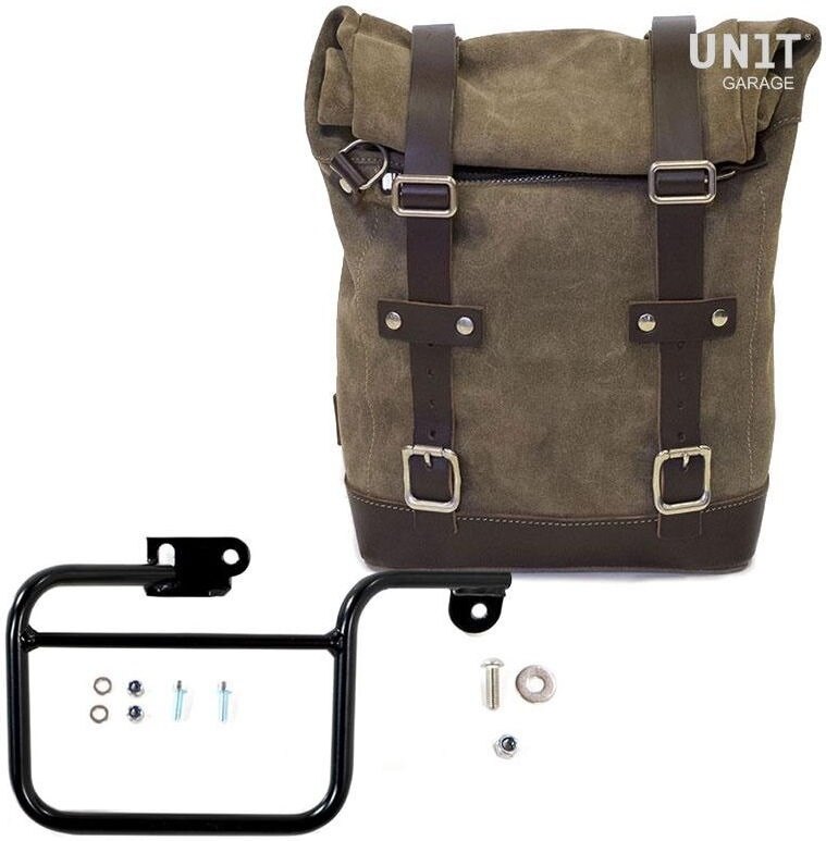UNIT GARAGE ユニットガレージ Unit Garage Waxed Suede Side Pannier + Subframe K Series， MossGrey | U002+1806-MossGrey サイドバッグ 車体用バッグ・ケース