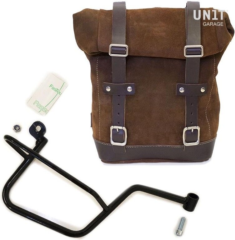 UNIT GARAGE ユニットガレージ Unit Garage Waxed Suede Side Pannier + Right Subframe Guzzi V7, ColoradoBrown | U002+2213DX-ColoradoBrown サイドバッグ 車体用バッグ・ケース|ウェビック 店
