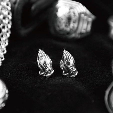 Metalize Productions メタライズプロダクションズ 925 Sterling Silver Prayer Hand ピアス 装飾品・アクセサリー バイク関連グッズ