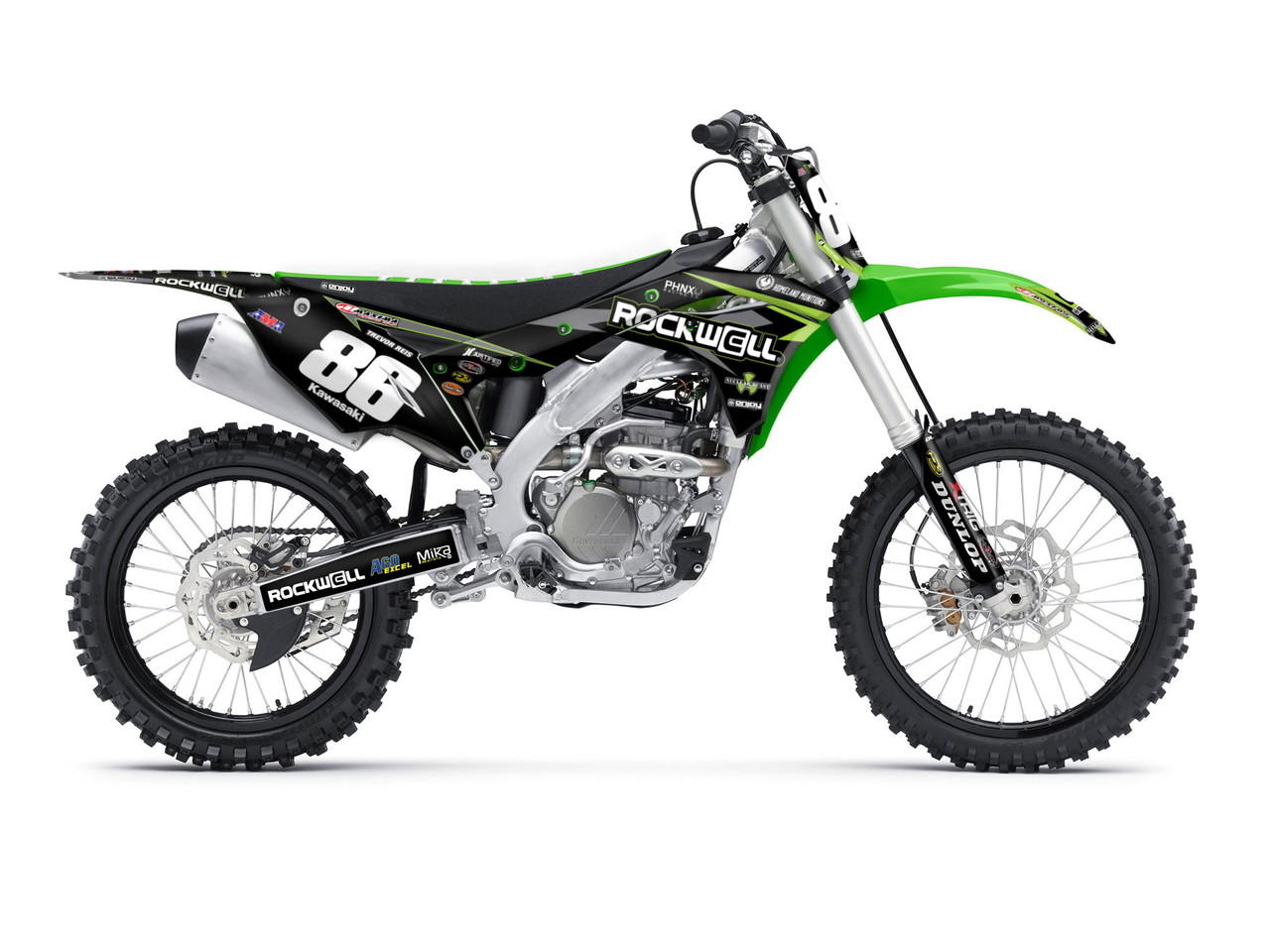 EnjoyMFG エンジョイ Kawasaki Rockwell チームデカールフルキット＋シートカバー D-Tracker KAWASAKI カワサキ ステッカー・デカール 外装