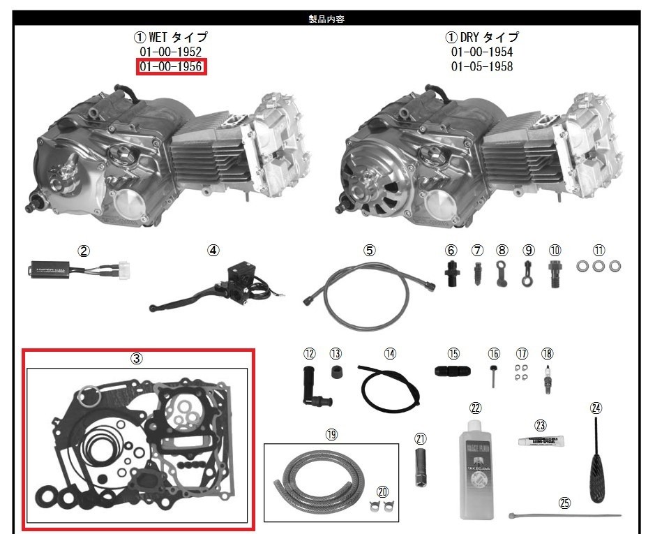 SP武川 SPタケガワ 【補修部品】ガスケットSET(TNC-DOHC 138cc 湿式専用) モンキー ゴリラ HONDA ホンダ エンジンガスケット エンジンパーツ エンジン｜ウェビック　店