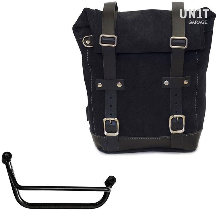 UNIT GARAGE ユニットガレージ Unit Garage Waxed Suede Side Pannier + Right Subframe Guzzi V85 TT， JetBlack | U002+2251DX-JetBlack サイドバッグ 車体用バッグ・ケース｜ウェビック　店