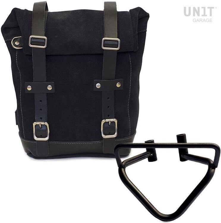 UNIT GARAGE ユニットガレージ Unit Garage Waxed Suede Side Pannier + Left Subframe husqvarna 401 (2020 until now)， JetBlack | U002+3003SX-JetBlack サイドバッグ 車体用バッグ・ケース｜ウェビック　店