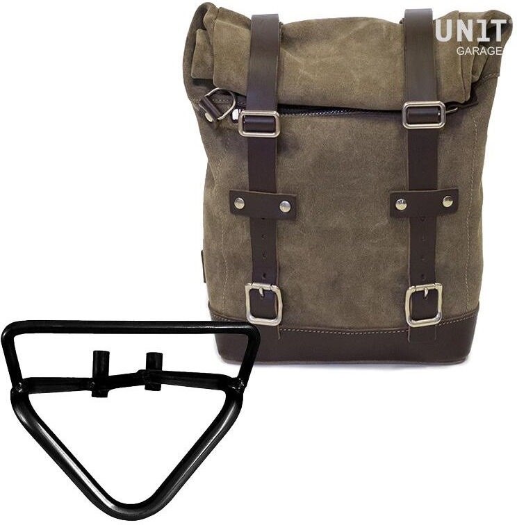 UNIT GARAGE ユニットガレージ Unit Garage Waxed Suede Side Pannier + Right Subframe husqvarna 401 (2020 until now), MossGrey | U002+3004DX-MossGrey サイドバッグ 車体用バッグ・ケース|ウェビック 店