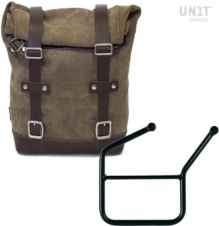 UNIT GARAGE ユニットガレージ Unit Garage Waxed Suede Side Pannier + Left Subframe HUSQVARNA, MossGrey | U002+3007SX-MossGrey サイドバッグ 車体用バッグ・ケース|ウェビック 店