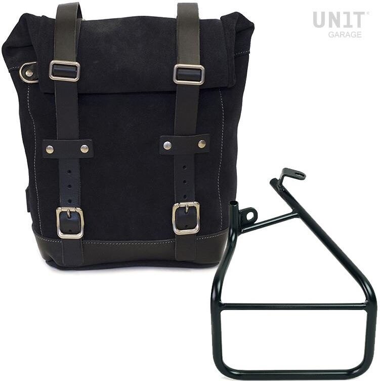 UNIT GARAGE ユニットガレージ Unit Garage Waxed Suede Side Pannier + Left Subframe Sportster S 1250， JetBlack | U002+3320SX-JetBlack サイドバッグ 車体用バッグ・ケース