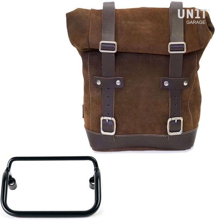 UNIT GARAGE ユニットガレージ Unit Garage Waxed suede Side Pannier + R18 frame for Fishtail exhaust, ColoradoBrown | U002+3401-ColoradoBrown サイドバッグ 車体用バッグ・ケース|ウェビック 店