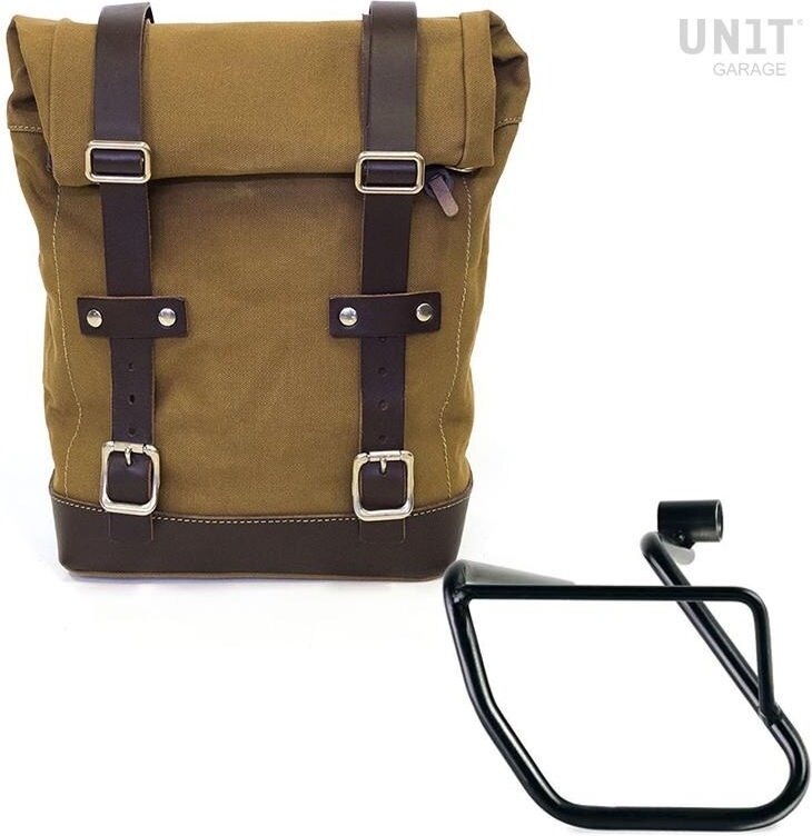 UNIT GARAGE ユニットガレージ Unit Garage Side Pannier Canvas + Left Subframe BMW CE 04， Beige/Brown | U001+3700SX-Beige-Brown サイドバッグ 車体用バッグ・ケース