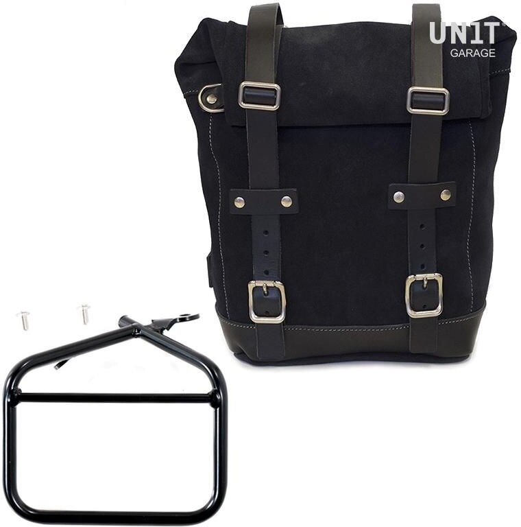 UNIT GARAGE ユニットガレージ Unit Garage Waxed Suede Side Pannier + Subframe Ducati Scrambler Series， JetBlack | U002+1007-JetBlack サイドバッグ 車体用バッグ・ケース