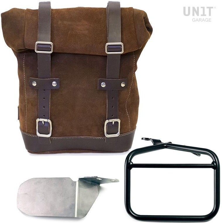 UNIT GARAGE ユニットガレージ Unit Garage Waxed Suede Side Pannier + Right subframe Ducati Scrambler, ColoradoBrown | U002+1007DX-ColoradoBrown サイドバッグ 車体用バッグ・ケース|ウェビック 店