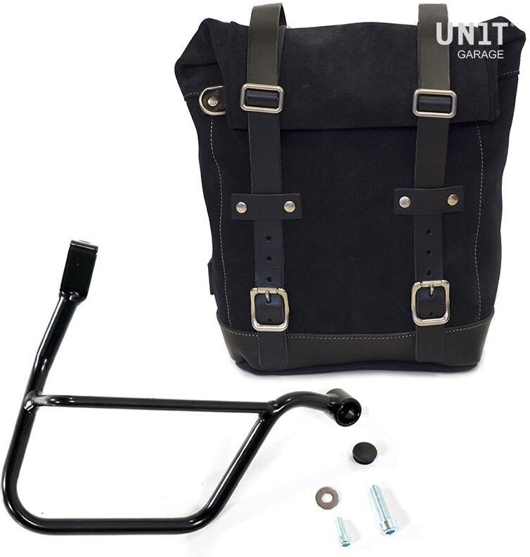 UNIT GARAGE ユニットガレージ Unit Garage Waxed Suede Side Pannier + Right Subframe Triumph Street 900 Series (2017 until now)， JetBlack | U002+1013DX-JetBlack サイドバッグ 車体用バッグ・ケース｜ウェビック　店