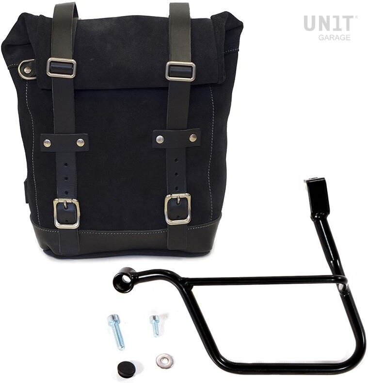 UNIT GARAGE ユニットガレージ Unit Garage Waxed Suede Side Pannier + Left Subframe Triumph Street 900 Series (2017 until now), JetBlack | U002+1013SX-JetBlack サイドバッグ 車体用バッグ・ケース|ウェビック 店
