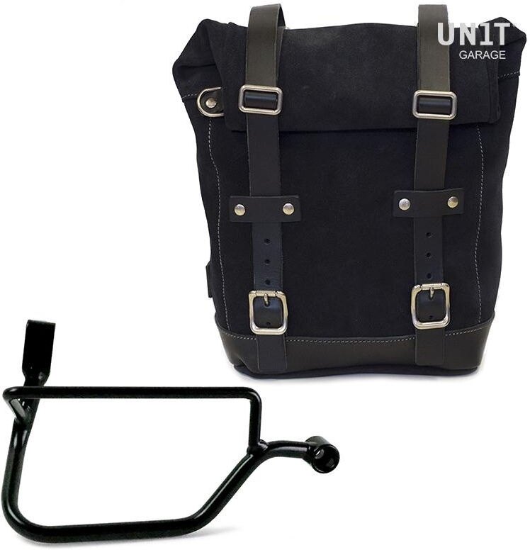 UNIT GARAGE ユニットガレージ Unit Garage Waxed Suede Side Pannier + Right Subframe Triumph Street Twin 900 (2016 until now)， JetBlack | U002+1017DX-JetBlack サイドバッグ 車体用バッグ・ケース｜ウェビック　店