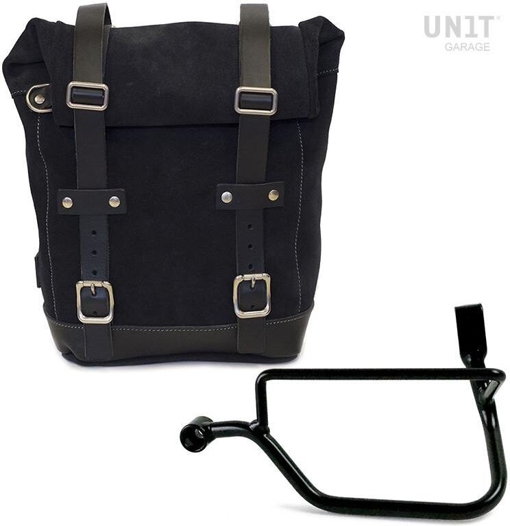 UNIT GARAGE ユニットガレージ Unit Garage Waxed Suede Side Pannier + Left Subframe Triumph Street Twin 900 SX (2016 until now), JetBlack | U002+1017SX-JetBlack サイドバッグ 車体用バッグ・ケース|ウェビック 店