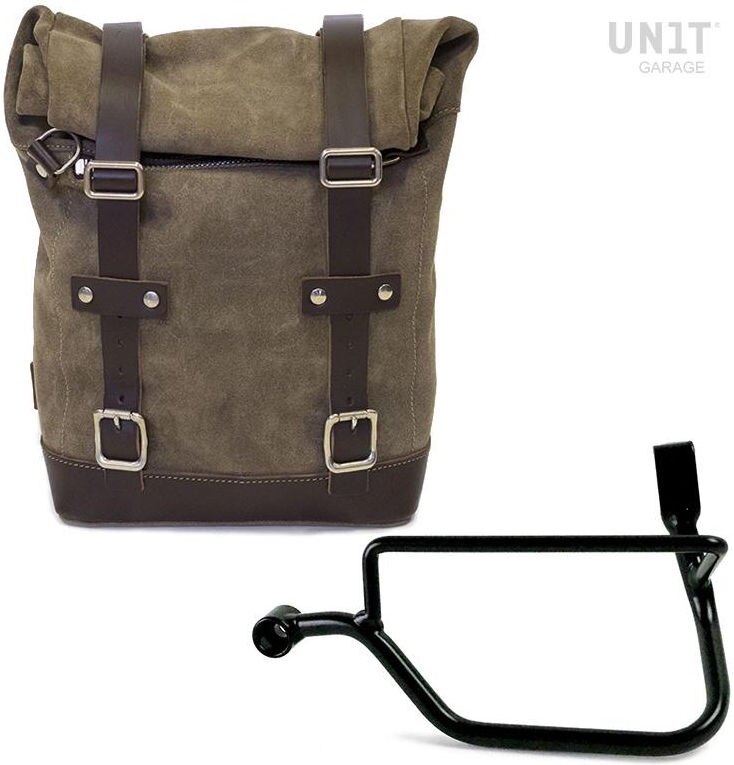 UNIT GARAGE ユニットガレージ Unit Garage Waxed Suede Side Pannier + Left Subframe Triumph Street Twin 900 SX (2016 until now), MossGrey | U002+1017SX-MossGrey サイドバッグ 車体用バッグ・ケース|ウェビック 店