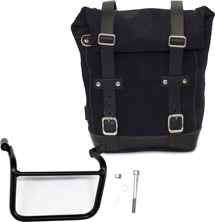 UNIT GARAGE ユニットガレージ Unit Garage WAXED SUEDE SIDE PANNIER + LEFT SUBFRAME TRIUMPH SCRAMBLER 1200 XC_XE, JetBlack | U002-1019SX-JetBlack サイドバッグ 車体用バッグ・ケース|ウェビック 店