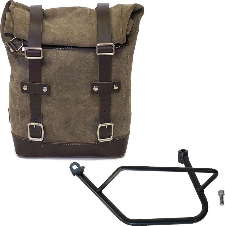UNIT GARAGE ユニットガレージ Unit Garage WAXED SUEDE SIDE PANNIER + LEFT SUBFRAME KAWASAKI Z900RS， Mossgrey | U002-1021SX-Mossgrey サイドバッグ 車体用バッグ・ケース｜ウェビック　店