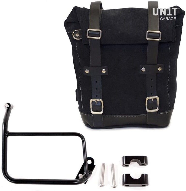 UNIT GARAGE ユニットガレージ Unit Garage Waxed Suede Side Pannier + Subframe R1200 GS, JetBlack | U002+1229-JetBlack サイドバッグ 車体用バッグ・ケース|ウェビック 店