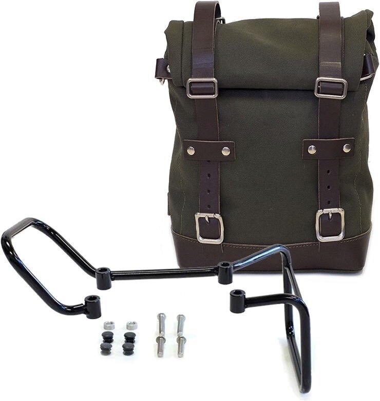 UNIT GARAGE ユニットガレージ Unit Garage SIDE PANNIER CANVAS + SUBFRAME HUSQVARNA 401， Green-Brown | U001-3000-Green-Brown サイドバッグ 車体用バッグ・ケース