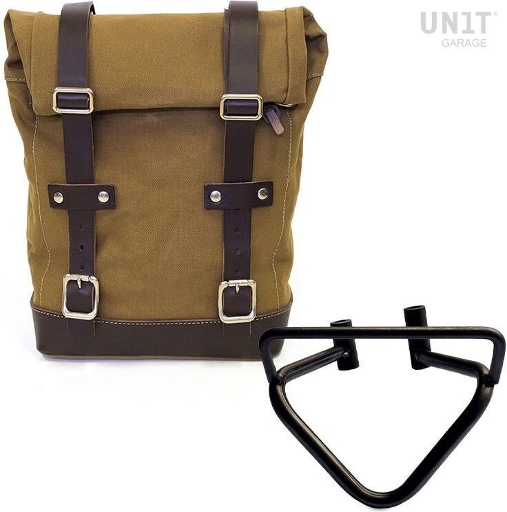 UNIT GARAGE ユニットガレージ Unit Garage Side Pannier Canvas + Left Subframe husqvarna 401 (2020 until now)， Beige/Brown | U001+3003SX-Beige-Brown サイドバッグ 車体用バッグ・ケース