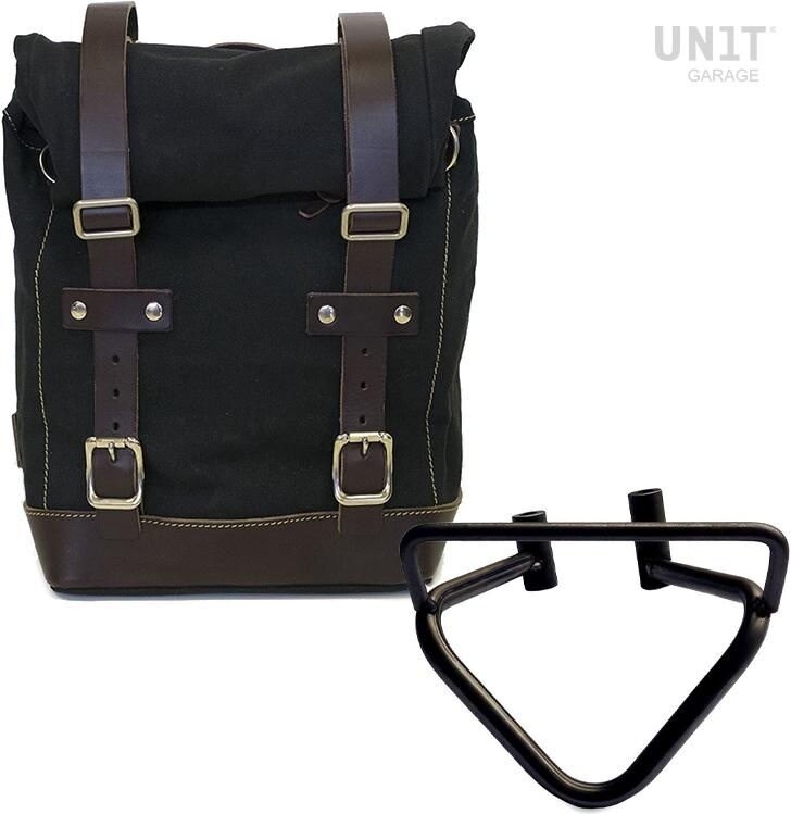 UNIT GARAGE ユニットガレージ Unit Garage Side Pannier Canvas + Left Subframe husqvarna 401 (2020 until now)， Black/Brown | U001+3003SX-Black-Brown サイドバッグ 車体用バッグ・ケース