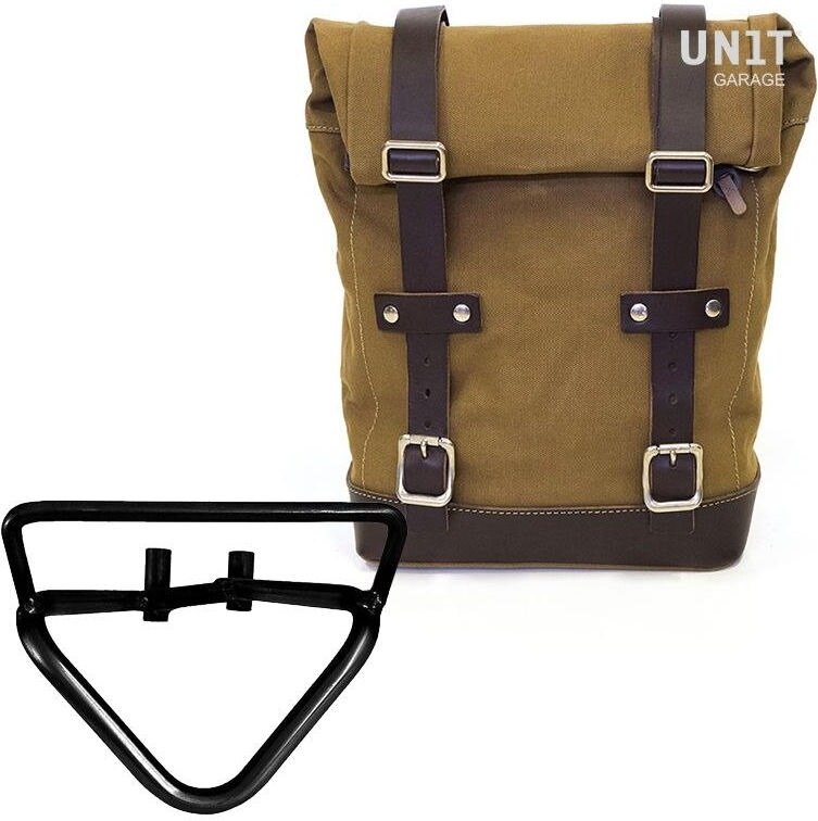 UNIT GARAGE ユニットガレージ Unit Garage Side Pannier Canvas + Right Subframe husqvarna 401 (2020 until now)， Beige/Brown | U001+3004DX-Beige-Brown サイドバッグ 車体用バッグ・ケース