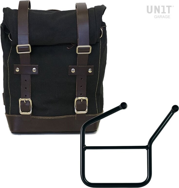 UNIT GARAGE ユニットガレージ Unit Garage Side Pannier Canvas + Left Subframe HUSQVARNA， Black/Brown | U001+3007SX-Black-Brown サイドバッグ 車体用バッグ・ケース