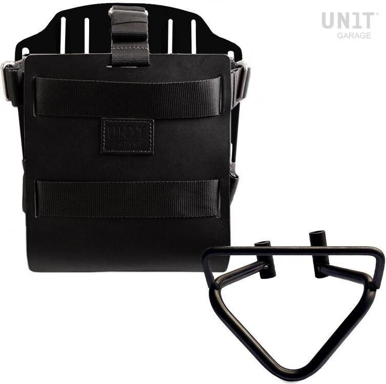 UNIT GARAGE ユニットガレージ Unit Garage Carrying system in aluminum with adjustable leather front, Quick Release System and frame (2020 until now), Black/Black | U085+U000+3003SX-Black-Black バッグ・ボックス取り付けステー 車体用バッグ・ケース