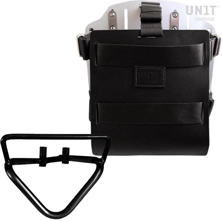 UNIT GARAGE ユニットガレージ Unit Garage Carrying system in aluminum with adjustable leather front， Quick Release System and frame (2020 until now)， Black/Silver | U085+U000+3004DX-Black-Silver バッグ・ボックス取り付けステー 車体用バッグ・ケース