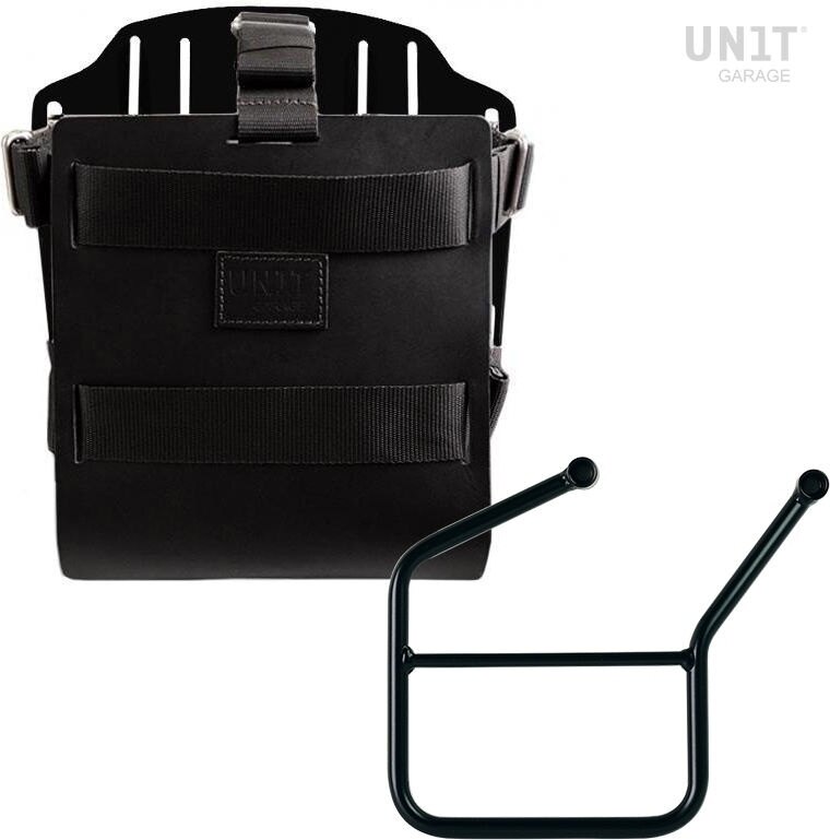 UNIT GARAGE ユニットガレージ Unit Garage Carrying system in aluminum with adjustable leather front， Quick Release System and frame， Black/Black | U085+U000+3007SX-Black-Black バッグ・ボックス取り付けステー 車体用バッグ・ケース