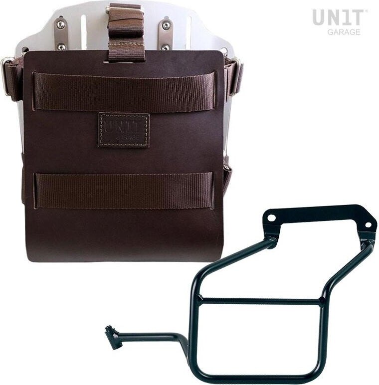 UNIT GARAGE ユニットガレージ Unit Garage Carrying system in aluminum with adjustable leather front, Quick Release System and frame, Brown/Silver | U085+U000+3600SX-Brown-Silver バッグ・ボックス取り付けステー 車体用バッグ・ケース
