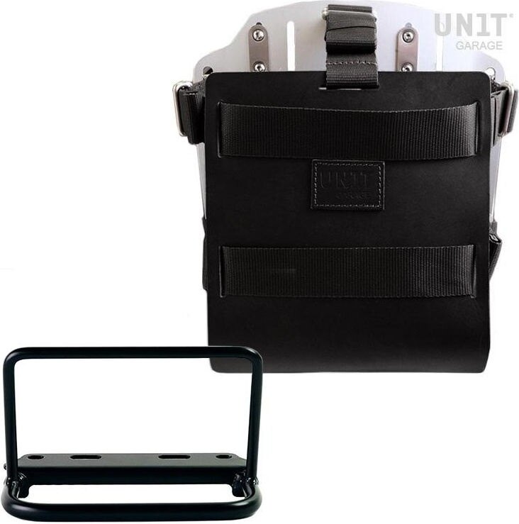 UNIT GARAGE ユニットガレージ Unit Garage Carrying system in aluminum with adjustable leather front， Quick Release System and frame， Black/Silver | U085+U000+3800-Black-Silver バッグ・ボックス取り付けステー 車体用バッグ・ケース