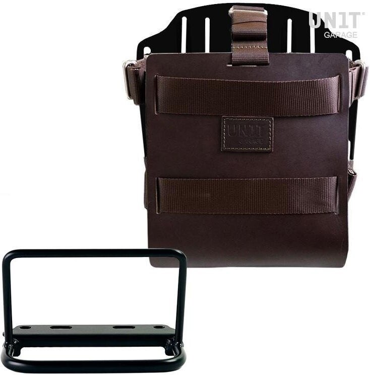 UNIT GARAGE ユニットガレージ Unit Garage Carrying system in aluminum with adjustable leather front， Quick Release System and frame， Brown/Black | U085+U000+3800-Brown-Black バッグ・ボックス取り付けステー 車体用バッグ・ケース