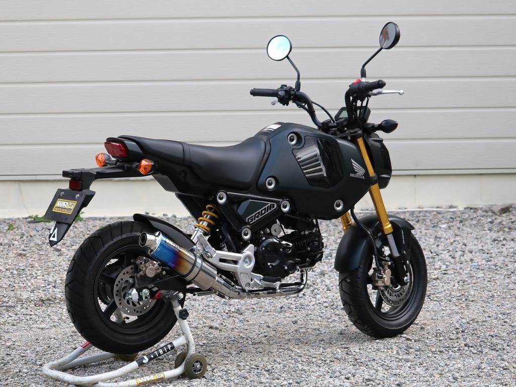 WR’S ダブルアールズ 【JMCA認証】ショートオーバル フルエキゾーストマフラー GROM HONDA ホンダ マフラー サイレンサータイプ:焼き色チタン