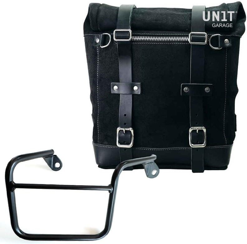 UNIT GARAGE ユニットガレージ Unit Garage Waxed suede side pannier Scram 22L-30L + Right Subframe Mash， JetBlack | U202+2600DX-JetBlack サイドバッグ 車体用バッグ・ケース