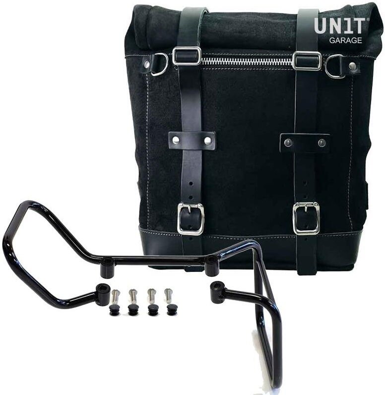 UNIT GARAGE ユニットガレージ Unit Garage Waxed suede side pannier Scram 22L-30L + Subframe husqvarna vitpilen 701, JetBlack | U202+3001-JetBlack サイドバッグ 車体用バッグ・ケース|ウェビック 店
