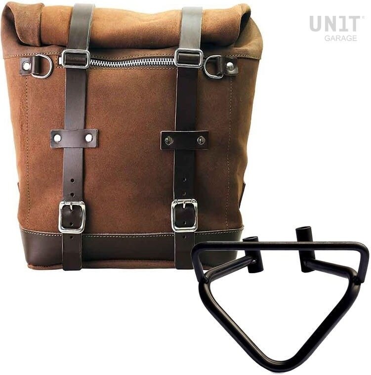 UNIT GARAGE ユニットガレージ Unit Garage Waxed suede side pannier Scram 22L-30L + Left Subframe husqvarna 401 (2020 until now), ColoradoBrown | U202+3003SX-ColoradoBrown サイドバッグ 車体用バッグ・ケース|ウェビック 店