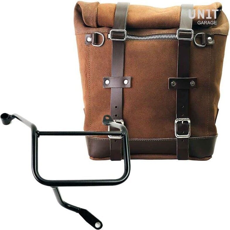 UNIT GARAGE ユニットガレージ Unit Garage Waxed suede side pannier Scram 22L-30L + Right Subframe Yamaha, ColoradoBrown | U202+3208DX-ColoradoBrown サイドバッグ 車体用バッグ・ケース|ウェビック 店