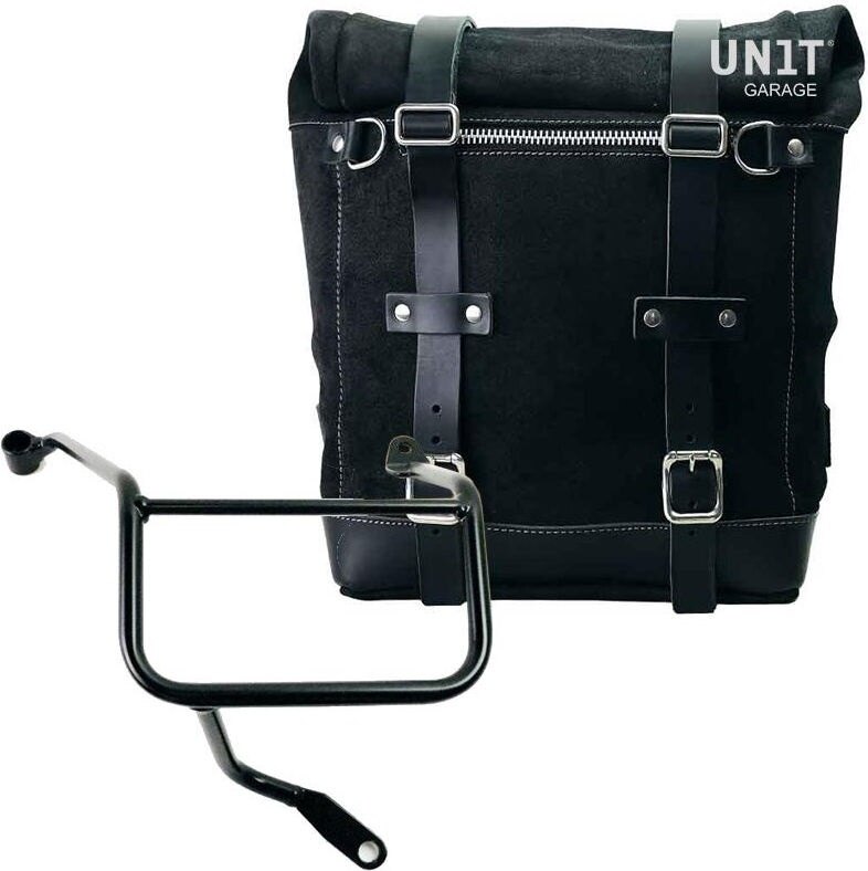 UNIT GARAGE ユニットガレージ Unit Garage Waxed suede side pannier Scram 22L-30L + Right Subframe Yamaha, JetBlack | U202+3208DX-JetBlack サイドバッグ 車体用バッグ・ケース|ウェビック 店