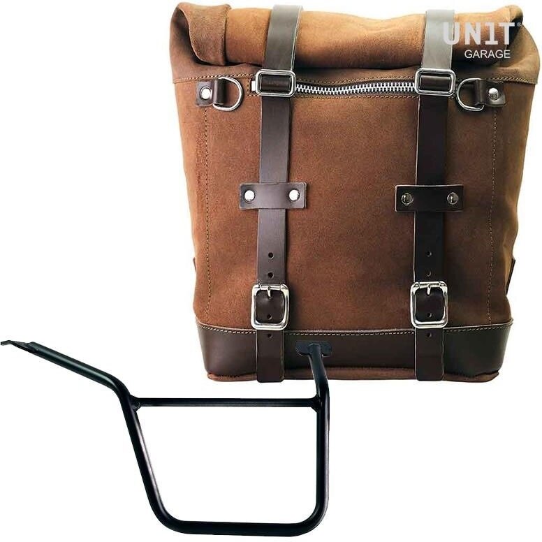UNIT GARAGE ユニットガレージ Unit Garage Waxed suede side pannier Scram 22L-30L + Right Subframe Pan America 1250， ColoradoBrown | U202+3304DX-ColoradoBrown サイドバッグ 車体用バッグ・ケース