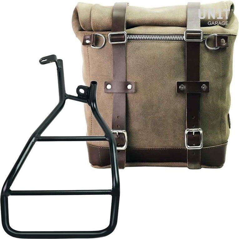 UNIT GARAGE ユニットガレージ Unit Garage Waxed suede side pannier Scram 22L-30L + Right Subframe Sportster S 1250， MossGrey | U202+3320DX-MossGrey サイドバッグ 車体用バッグ・ケース｜ウェビック　店