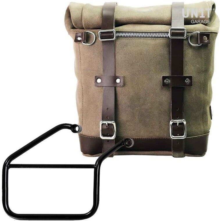 UNIT GARAGE ユニットガレージ Unit Garage Waxed suede side pannier Scram 22L-30L + Right Subframe Triumph Trident 660, MossGrey | U202+3500DX-MossGrey サイドバッグ 車体用バッグ・ケース|ウェビック 店