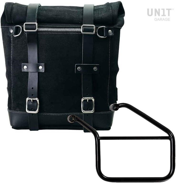 UNIT GARAGE ユニットガレージ Unit Garage Waxed suede side pannier Scram 22L-30L + Left Subframe Triumph Trident 660， JetBlack | U202+3500SX-JetBlack サイドバッグ 車体用バッグ・ケース｜ウェビック　店