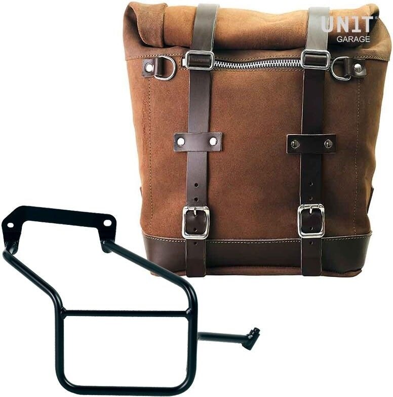UNIT GARAGE ユニットガレージ Unit Garage Waxed suede side pannier Scram 22L-30L + Right Subframe Aprilia Tuareg 660， ColoradoBrown | U202+3600DX-ColoradoBrown サイドバッグ 車体用バッグ・ケース