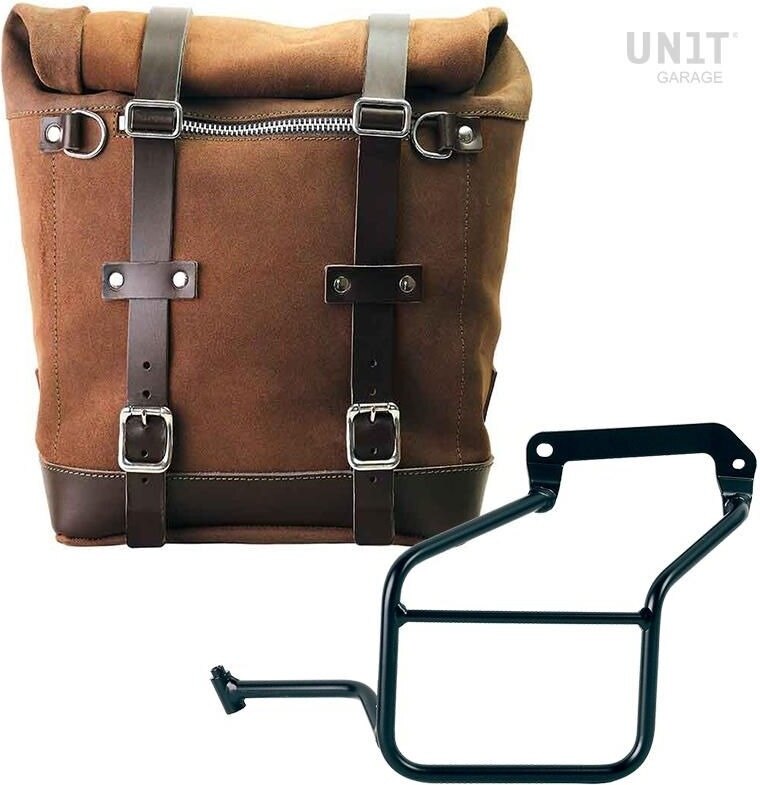 UNIT GARAGE ユニットガレージ Unit Garage Waxed suede side pannier Scram 22L-30L + Left Subframe Aprilia Tuareg 660, ColoradoBrown | U202+3600SX-ColoradoBrown サイドバッグ 車体用バッグ・ケース|ウェビック 店